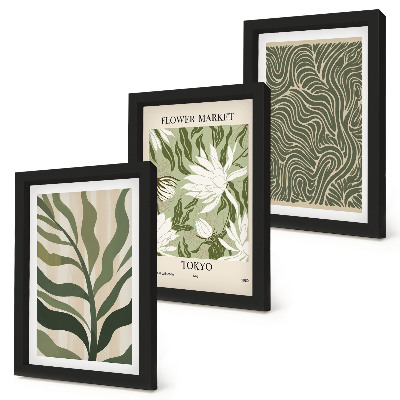3-piece wall art set Plant patterns, botanical decorations, boho style