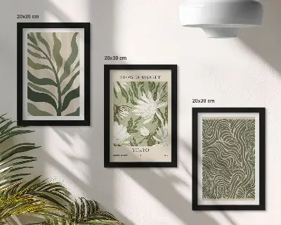 3-piece botanical wall art set boho style plant patterns