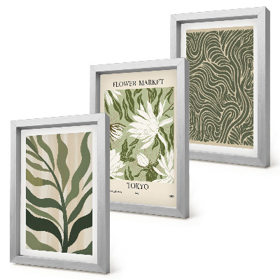 3-piece wall art set Plant patterns, botanical decorations, boho style