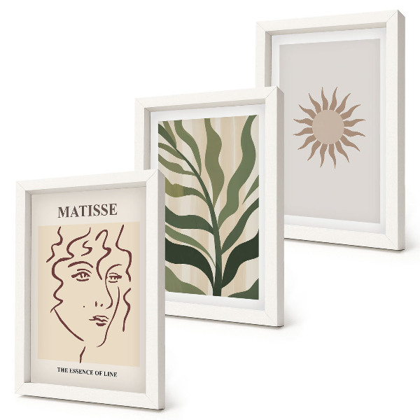 Photo frame wall Abstract plant patterns and lines in muted colors