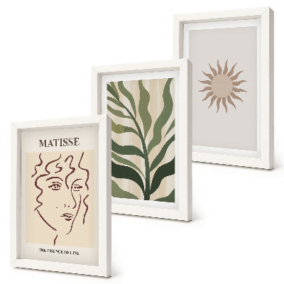 Photo frame wall Abstract plant patterns and lines in muted colors