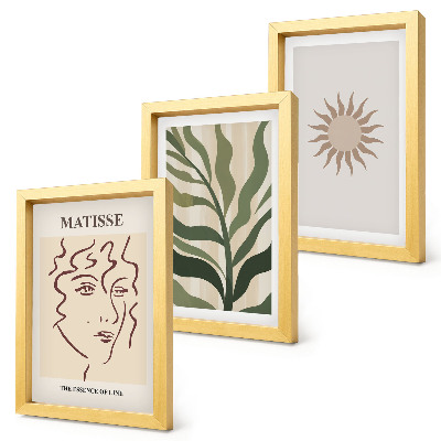 Photo frame wall Abstract plant patterns and lines in muted colors