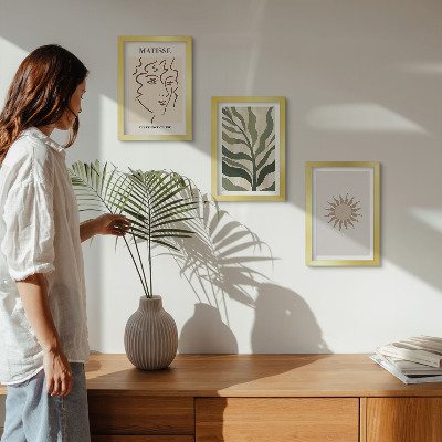 Photo frame wall Abstract plant patterns and lines in muted colors