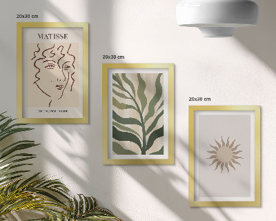 Photo frame wall Abstract plant patterns and lines in muted colors
