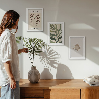 Photo frame wall Abstract plant patterns and lines in muted colors