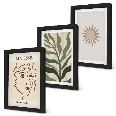 Photo frame wall Abstract plant patterns and lines in muted colors