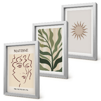 Photo frame wall Abstract plant patterns and lines in muted colors