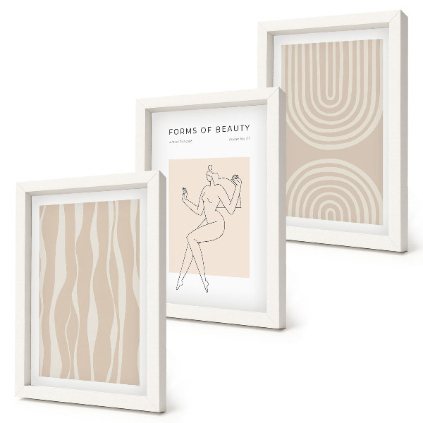 3-piece wall art set Abstract patterns delicate boho decorations