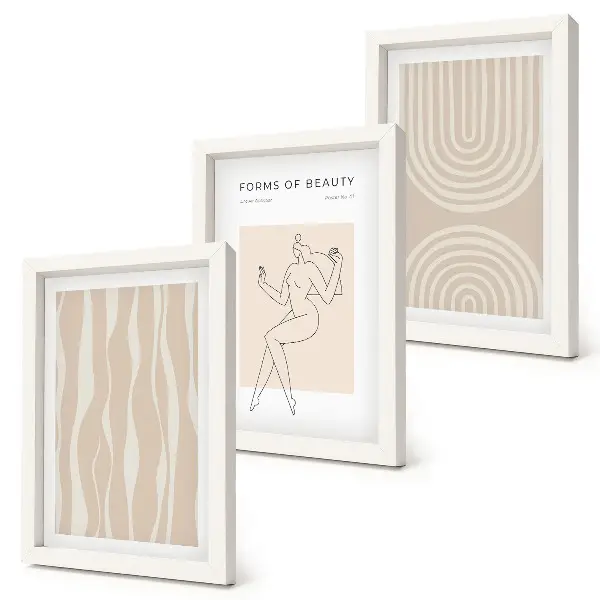 3-piece abstract boho wall art set delicate patterned decorative prints