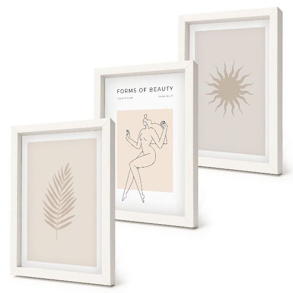 Photo frame wall A collection of minimalist forms and natural shapes