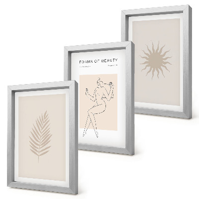 Photo frame wall A collection of minimalist forms and natural shapes