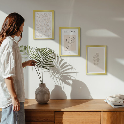 Framed triptych Minimalist botanical design motifs