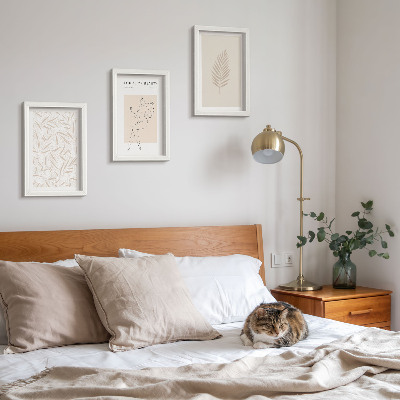 Framed triptych Minimalist botanical design motifs