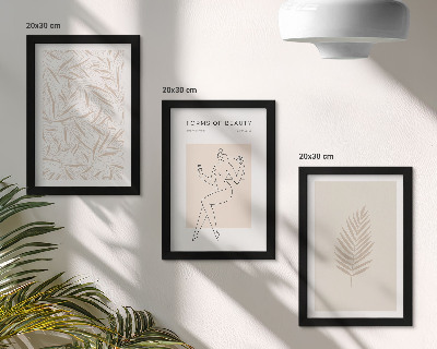 Framed triptych Minimalist botanical design motifs
