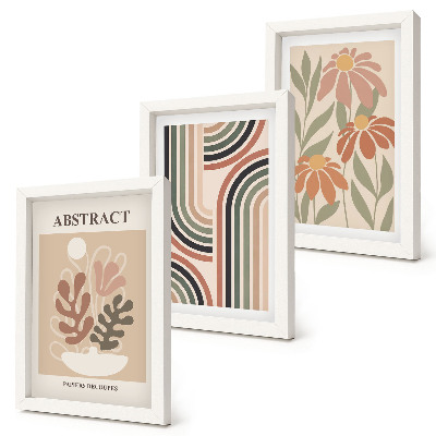 3-piece wall art set Abstract plants and patterns in pastel colors