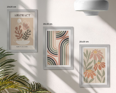 3-piece wall art set Abstract plants and patterns in pastel colors