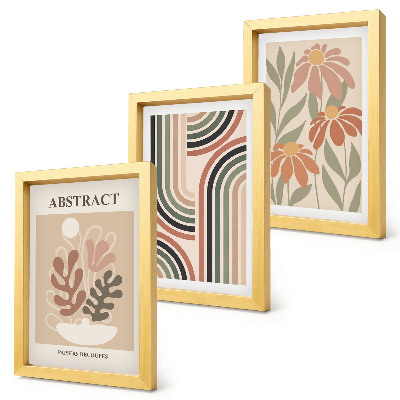 3-piece wall art set Abstract plants and patterns in pastel colors