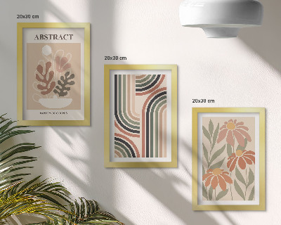 3-piece wall art set Abstract plants and patterns in pastel colors