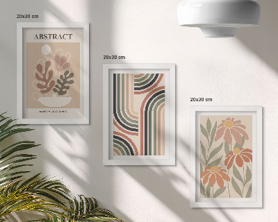 3-piece wall art set Abstract plants and patterns in pastel colors
