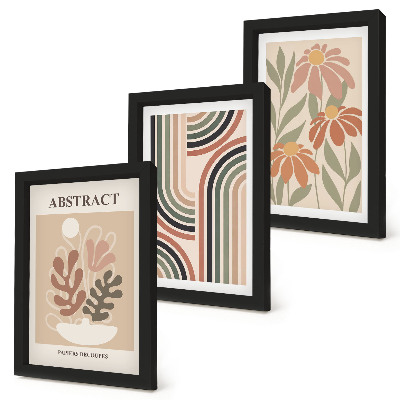 3-piece wall art set Abstract plants and patterns in pastel colors
