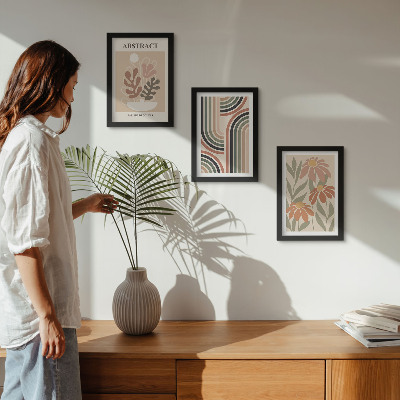 3-piece wall art set Abstract plants and patterns in pastel colors