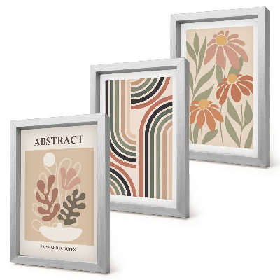 3-piece wall art set Abstract plants and patterns in pastel colors