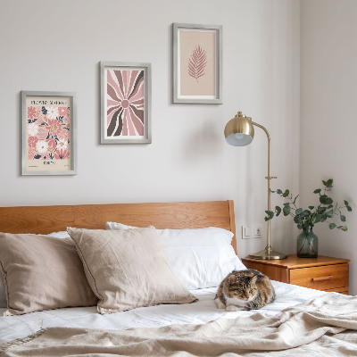 Framed triptych Floral patterns with leaves and geometric shapes