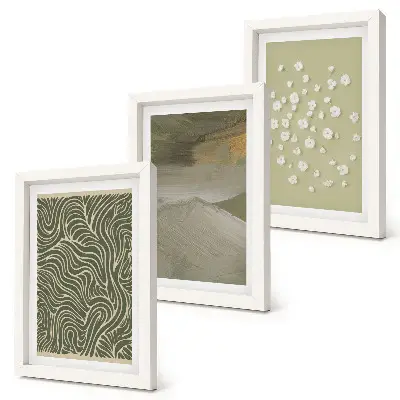 3-piece wall art set featuring wavy abstract patterns and boho flowers