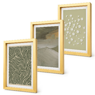 3-piece wall art set Wavy and abstract patterns with boho flowers