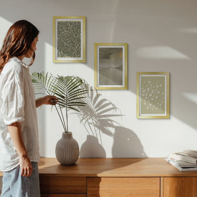 3-piece wall art set Wavy and abstract patterns with boho flowers