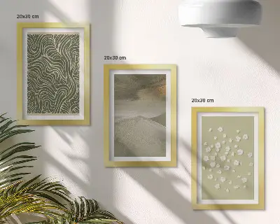 3-piece wall art set featuring wavy abstract patterns and boho flowers