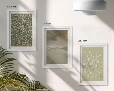 3-piece wall art set featuring wavy abstract patterns and boho flowers