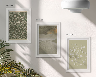 3-piece wall art set Wavy and abstract patterns with boho flowers