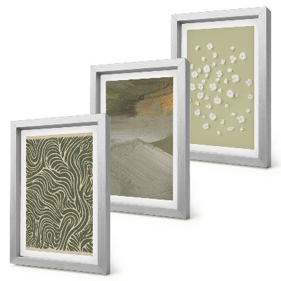 3-piece wall art set Wavy and abstract patterns with boho flowers