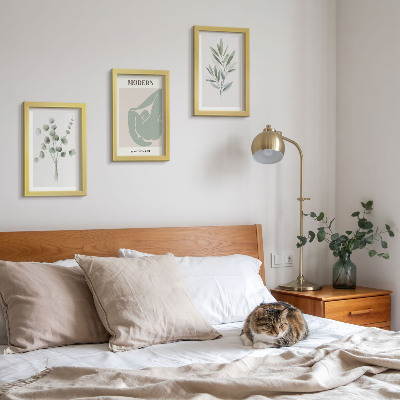 Photo frame wall Plant motifs in delicate shades of green