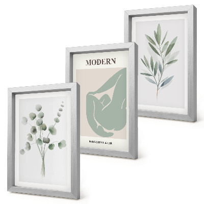 Photo frame wall Plant motifs in delicate shades of green