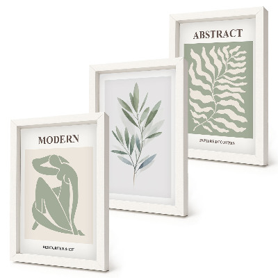 Framed triptych Matisse design watercolor boho plants