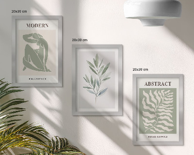 Framed triptych Matisse design watercolor boho plants