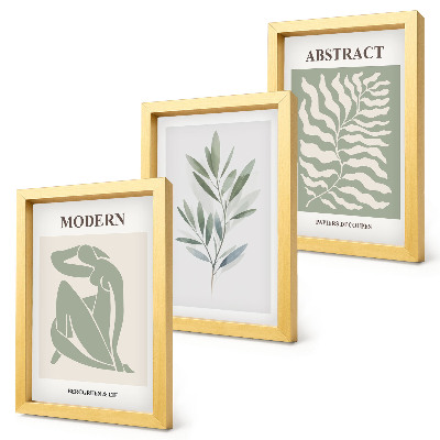Framed triptych Matisse design watercolor boho plants