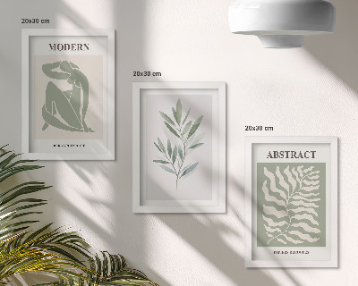 Framed triptych Matisse design watercolor boho plants