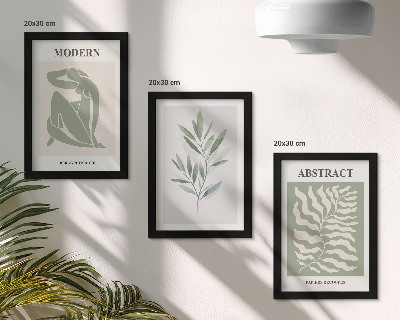 Framed triptych Matisse design watercolor boho plants