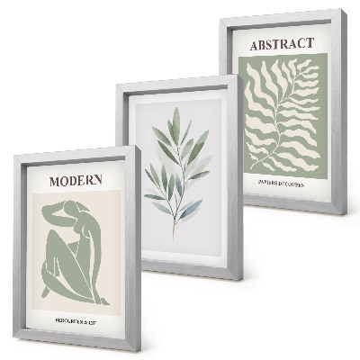 Framed triptych Matisse design watercolor boho plants