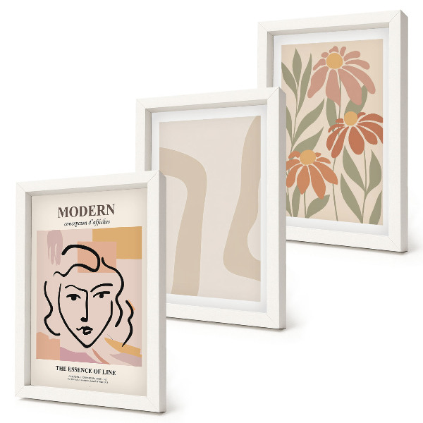 Framed triptych Woman in a modern style with abstract patterns