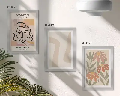 Woman in a modern style with abstract patterns framed triptych