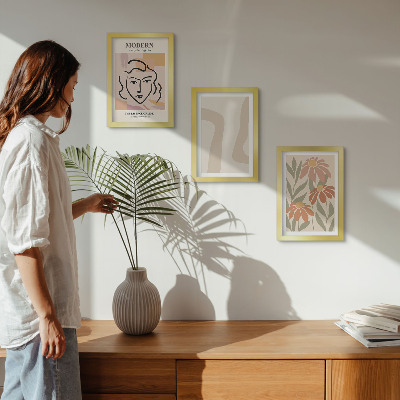 Framed triptych Woman in a modern style with abstract patterns