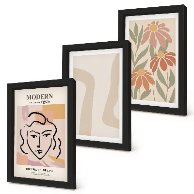 Framed triptych Woman in a modern style with abstract patterns