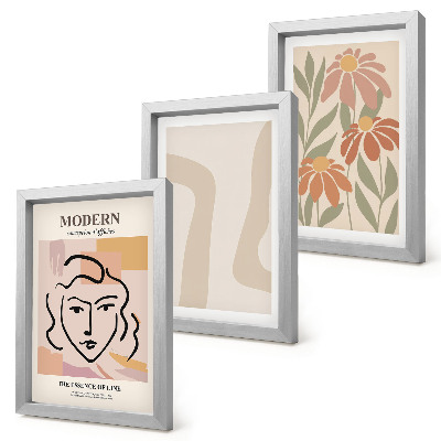 Framed triptych Woman in a modern style with abstract patterns