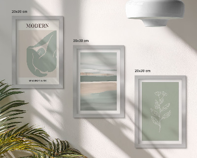 3-piece wall art set Abstract shapes in pastel shades with plants