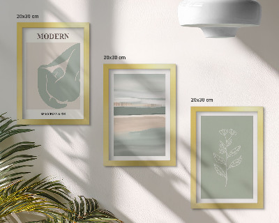3-piece wall art set Abstract shapes in pastel shades with plants