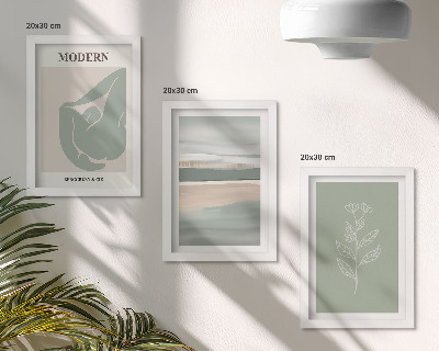 3-piece wall art set Abstract shapes in pastel shades with plants